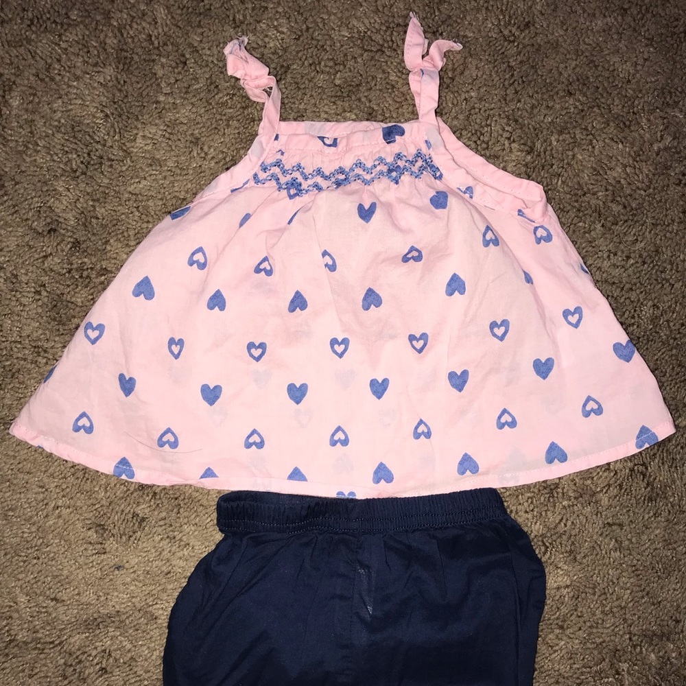0-3 month heart tank top with blue diaper cover
